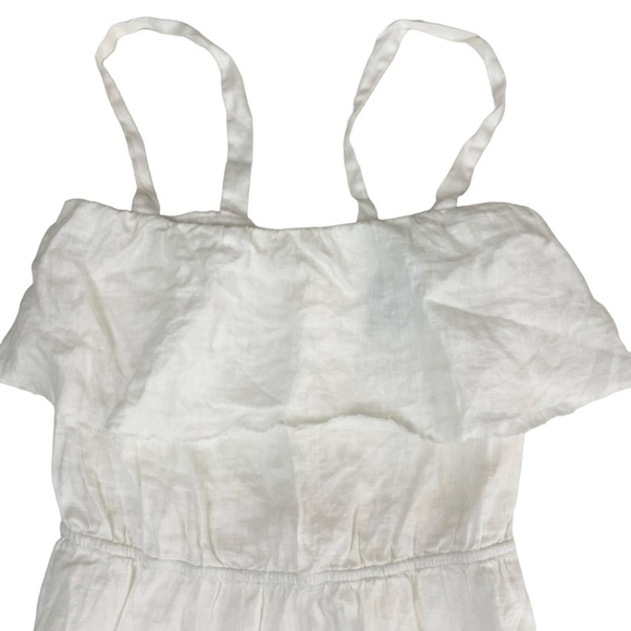 Reformation 100% Linen Ruffled Tie Back Top White Medium - Picture 4 of 12